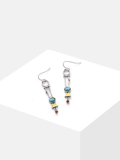 Silver Plated Designer Stone Drop Earrings