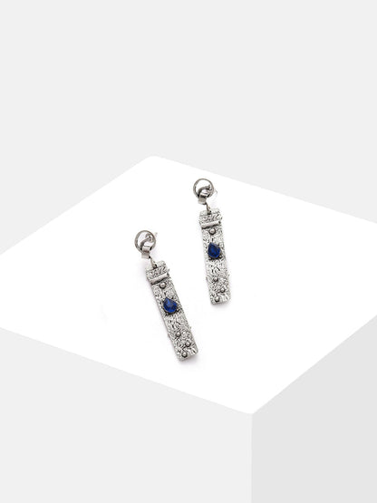 Silver Plated Designer Stone Drop Earrings