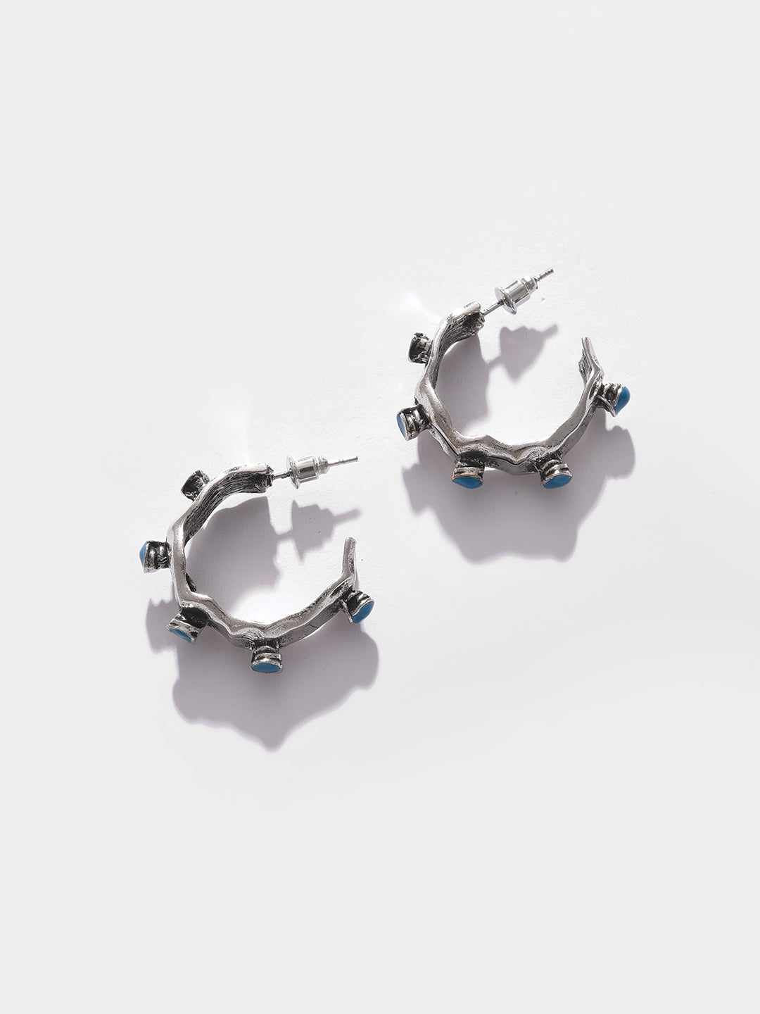 Silver Plated Designer Stone Stud Earrings