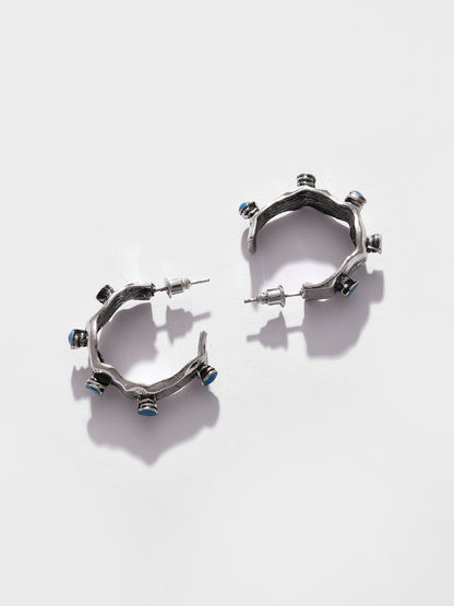 Silver Plated Designer Stone Stud Earrings