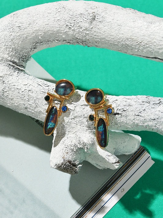Gold Plated Designer Stone Drop Earrings