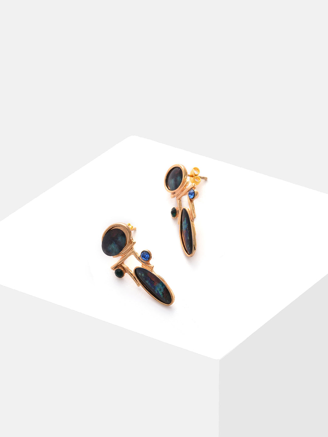 Gold Plated Designer Stone Drop Earrings