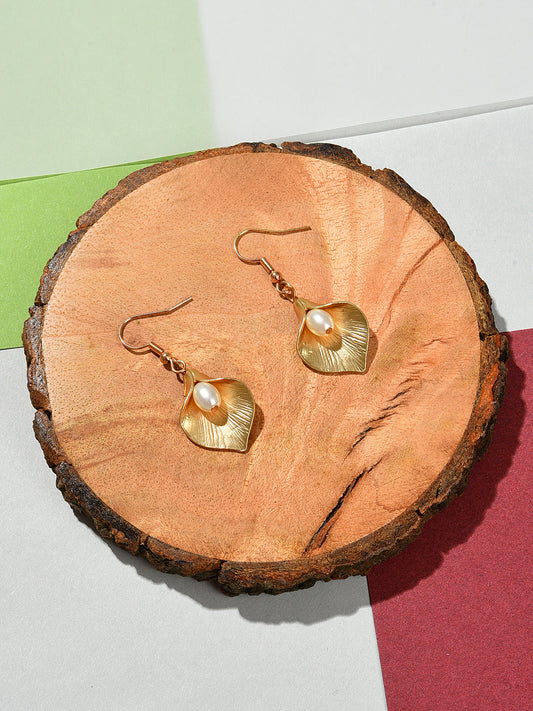 Gold Plated Pearl Drop Earrings