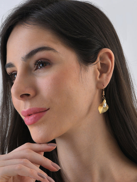 Gold Plated Pearl Drop Earrings