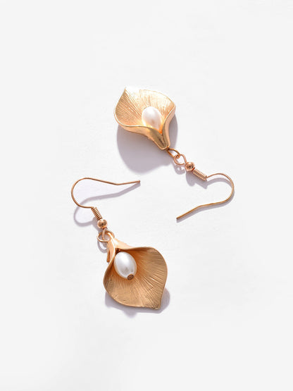 Gold Plated Pearl Drop Earrings