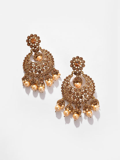 Gold Plated Beaded Choker, Maag Tikka And Earring Set