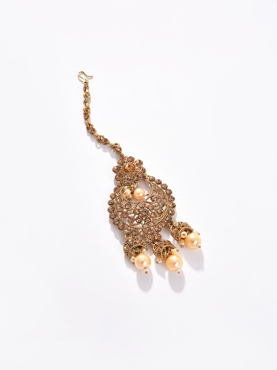 Gold Plated Beaded Choker, Maag Tikka And Earring Set