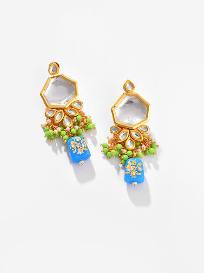 Gold Plated Kundan Beaded Necklace And Earring Set