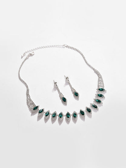 Silver Plated Designer Stone Necklace And Earring Set