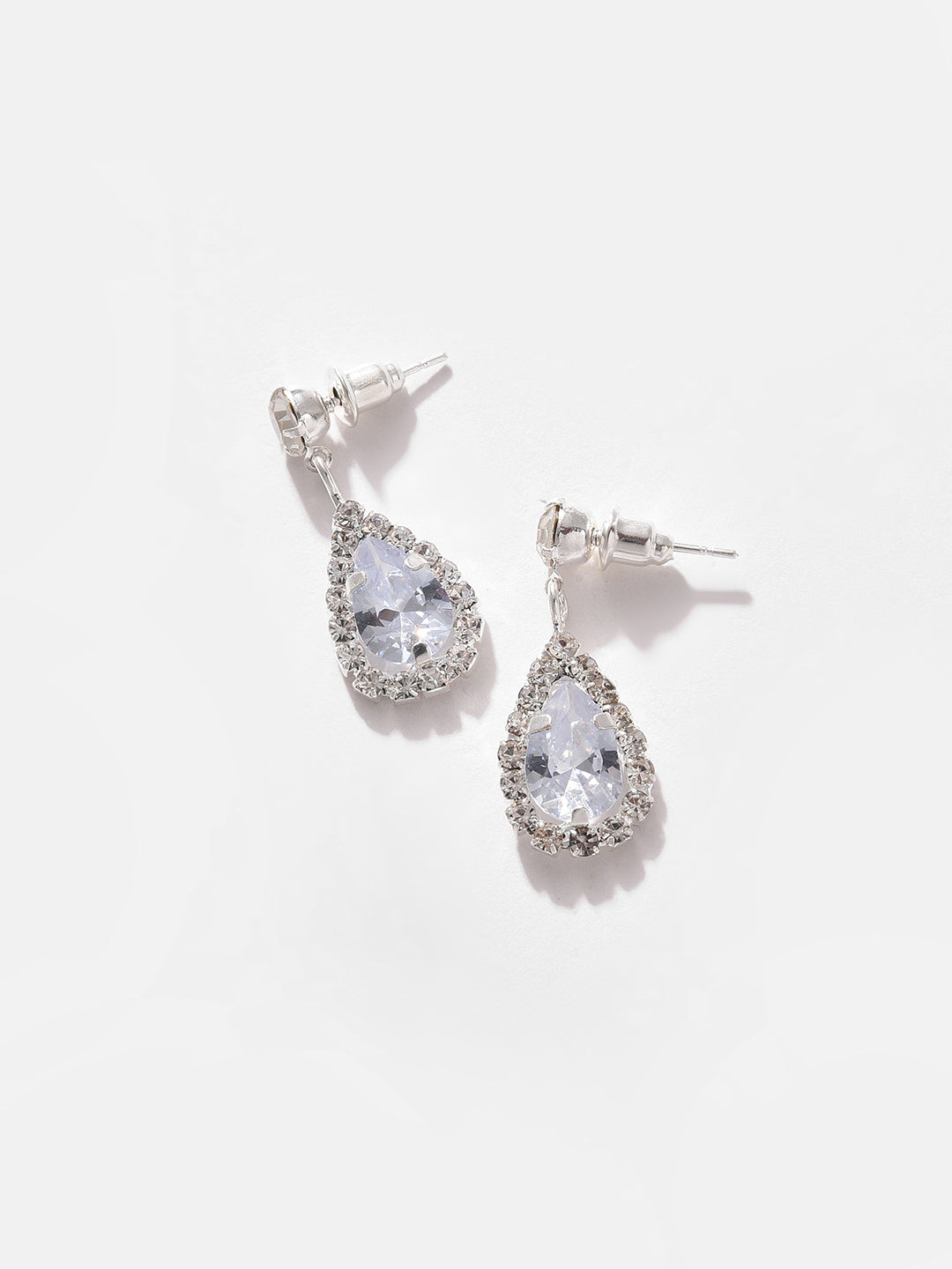 Silver Plated Designer Stone Necklace And Earring Set