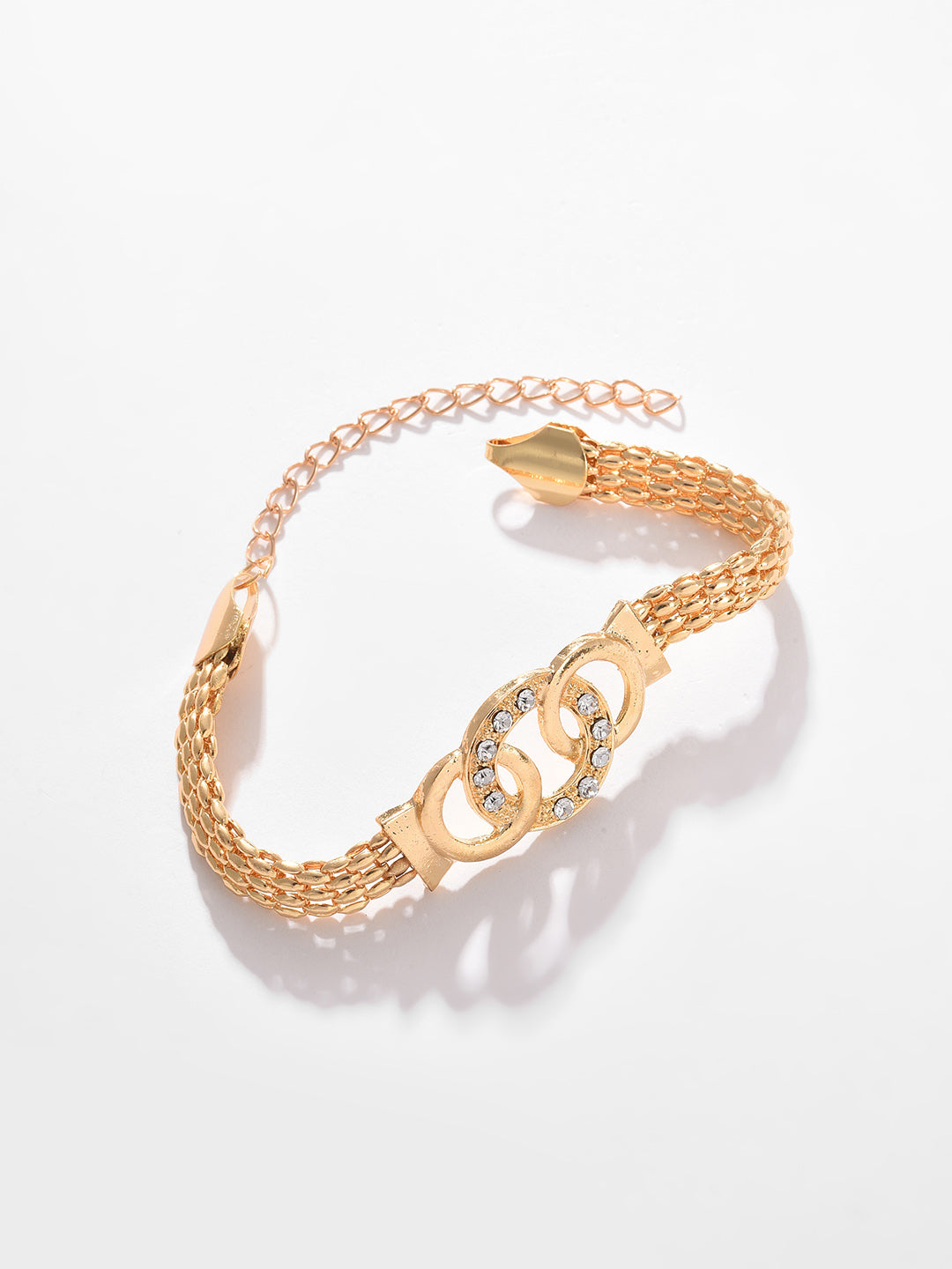 Gold Plated Designer Stone Necklace, Earrings, Bracelet And Ring Set