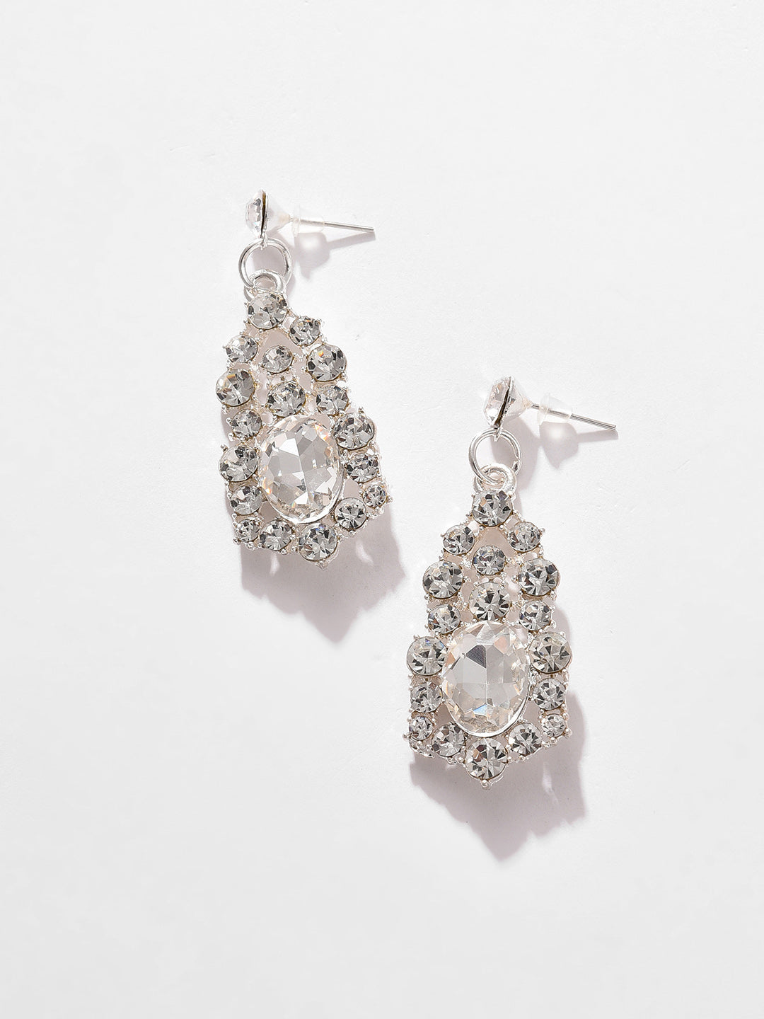 Silver Plated Designer Stone Necklace And Earring Set