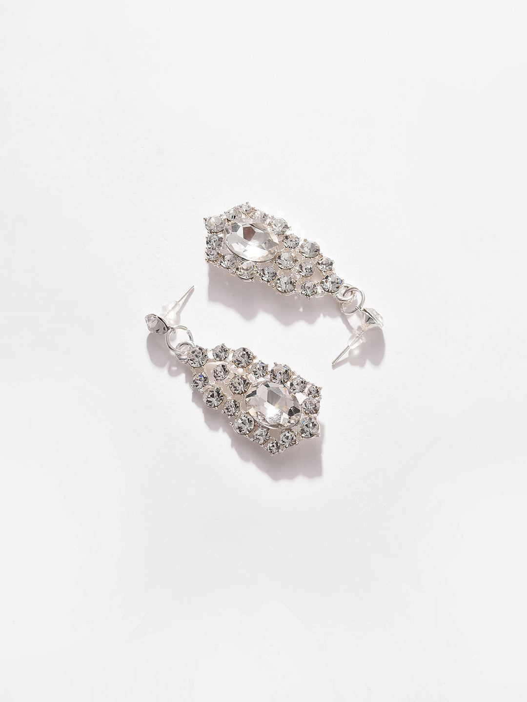Silver Plated Designer Stone Necklace And Earring Set