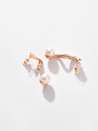 Gold Plated Pearls Necklace And Earring Set