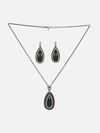 Gold Plated Designer Stone Necklace And Earring Set