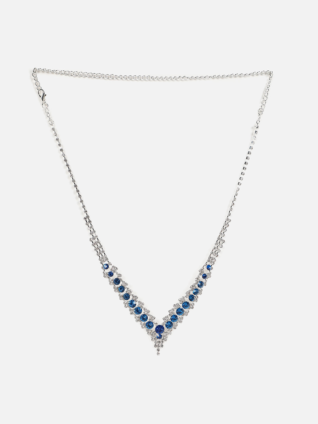 Silver Plated Designer Stone Necklace And Earring Set