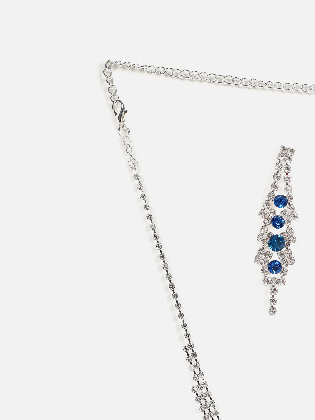Silver Plated Designer Stone Necklace And Earring Set