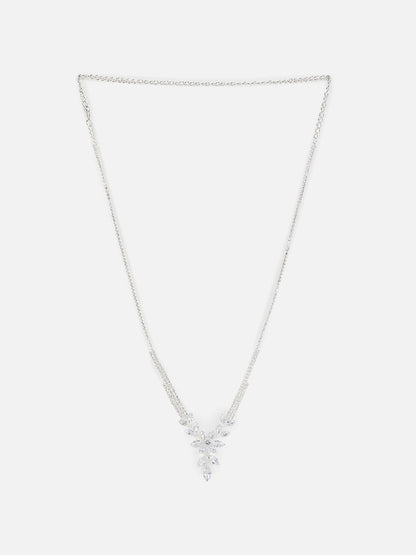Silver Plated Designer Stone Necklace And Earring Set