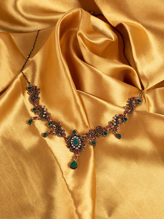 Gold Plated Designer Stone Necklace