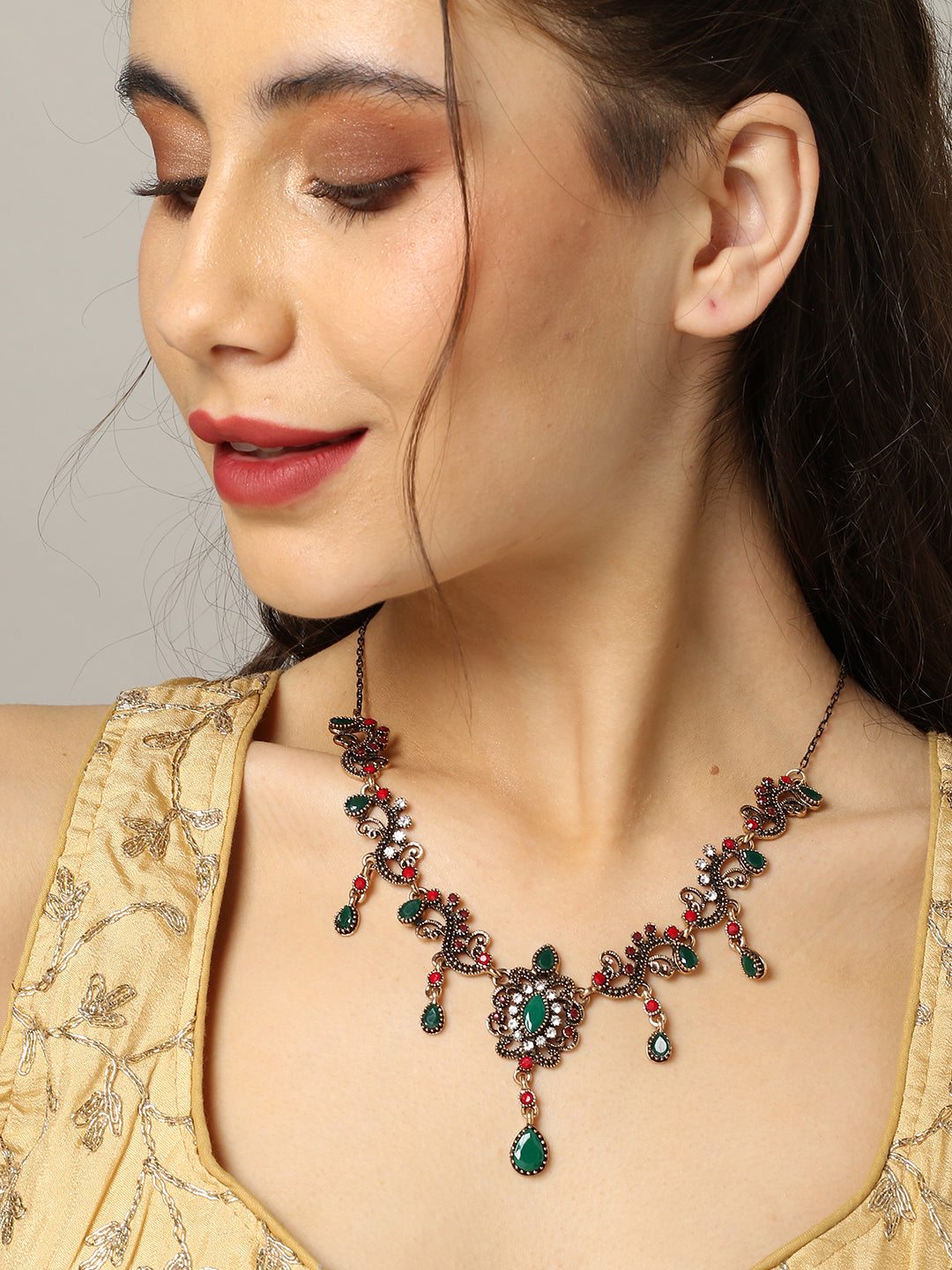 Gold Plated Designer Stone Necklace
