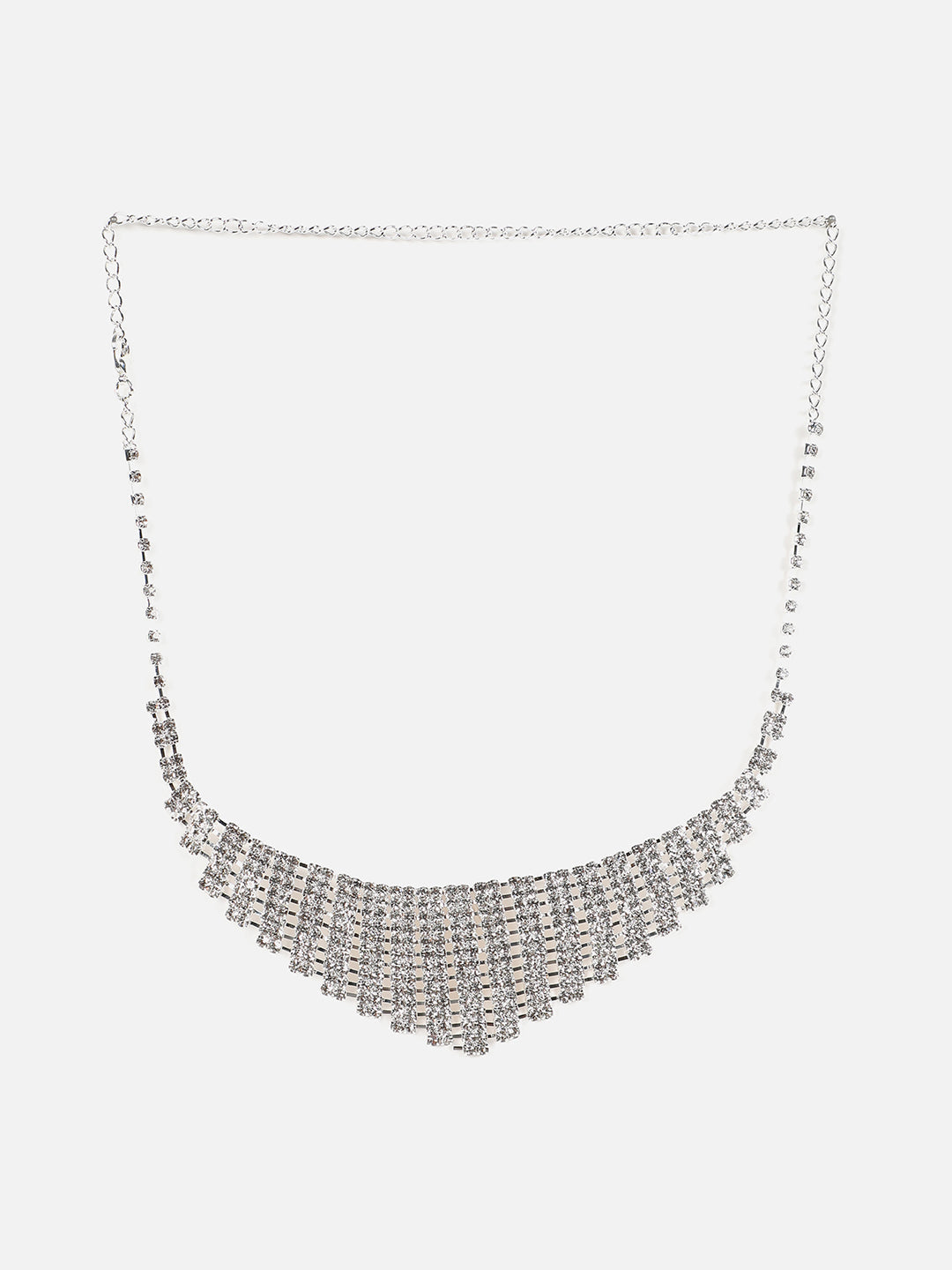 Silver Plated Designer Stone Necklace And Earring Set