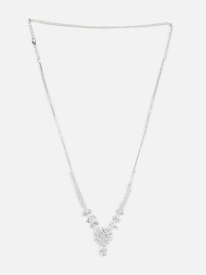 Silver Plated Designer Stone Necklace And Earring Set