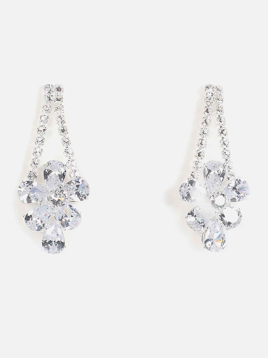 Silver Plated Designer Stone Necklace And Earring Set