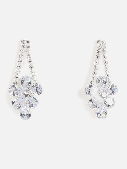 Silver Plated Designer Stone Necklace And Earring Set