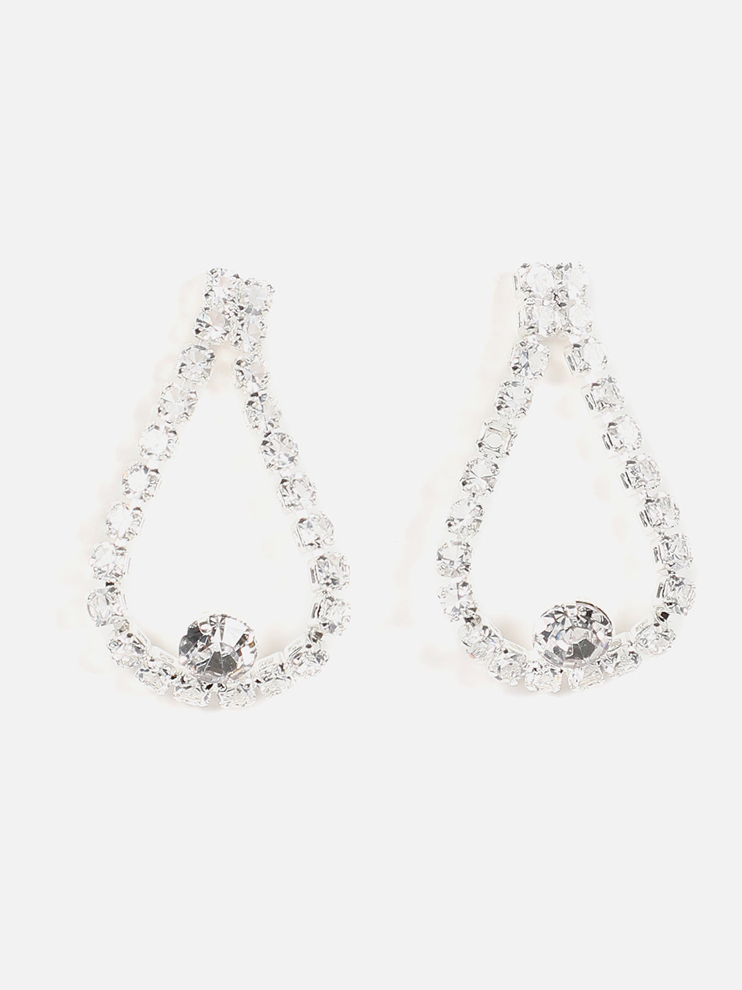 Silver Plated Designer Stone Necklace And Earring Set