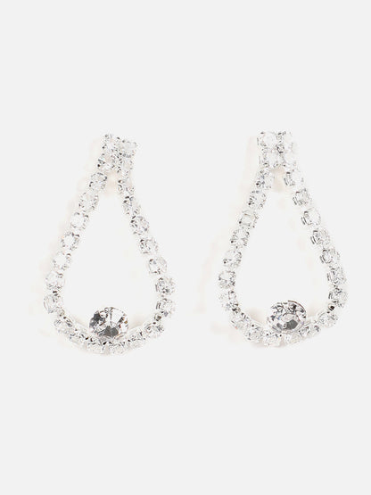 Silver Plated Designer Stone Necklace And Earring Set