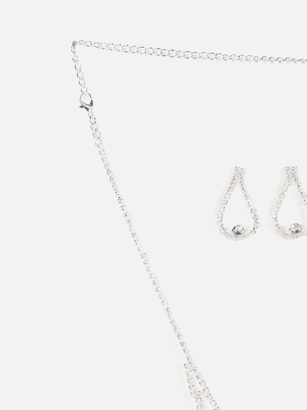 Silver Plated Designer Stone Necklace And Earring Set
