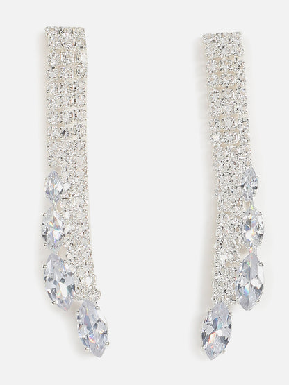 Silver Plated Designer Stone Necklace, Earrings, Bracelet And Ring Set