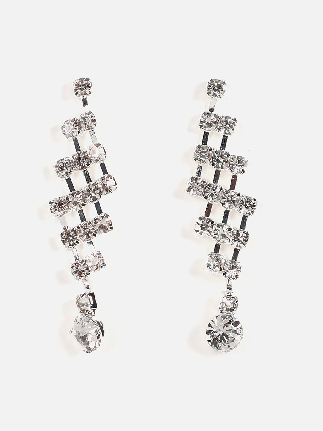 Silver Plated Designer Stone Necklace And Earring Set