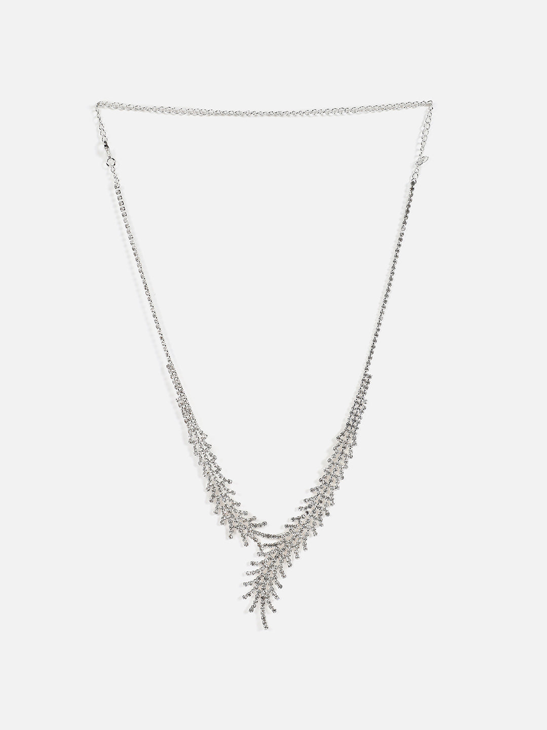 Silver Plated Designer Stone Necklace And Earring Set