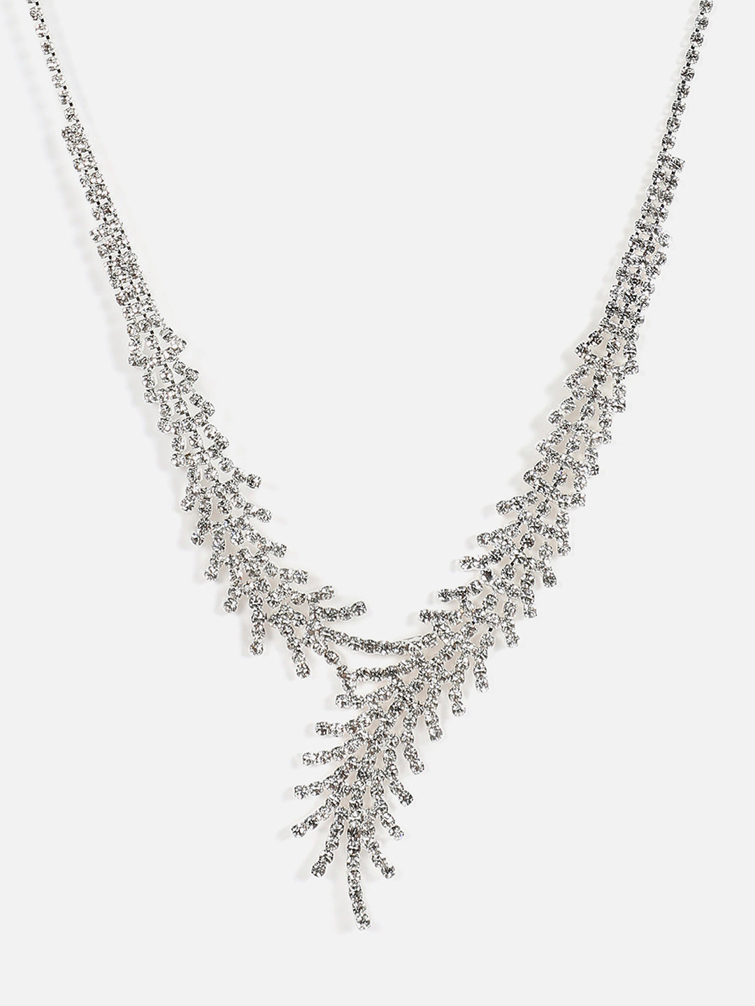 Silver Plated Designer Stone Necklace And Earring Set