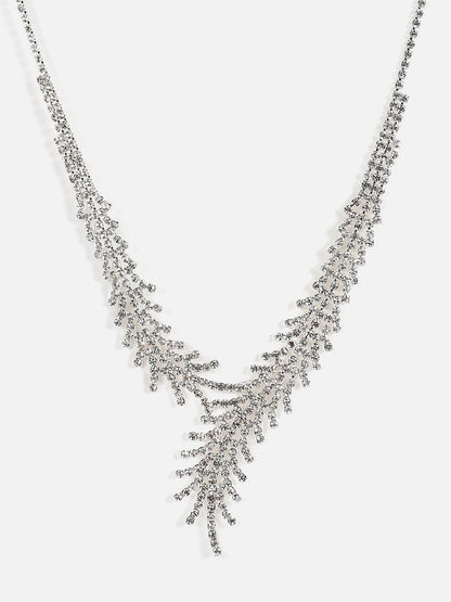 Silver Plated Designer Stone Necklace And Earring Set