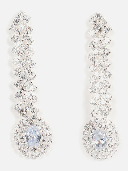 Silver Plated Designer Stone Necklace, Earrings, Bracelet And Ring Set
