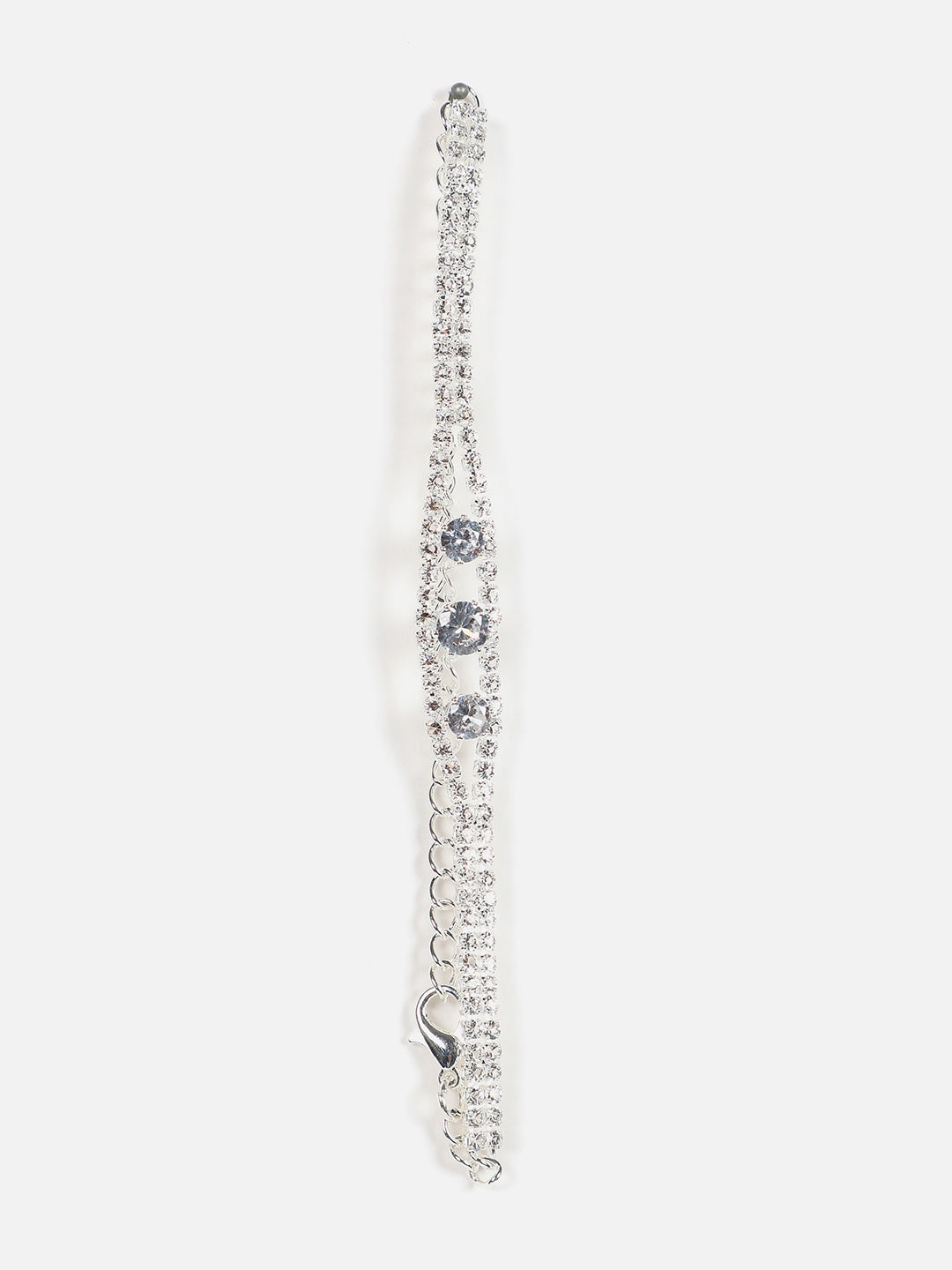 Silver Plated Designer Stone Necklace, Earrings, Bracelet And Ring Set