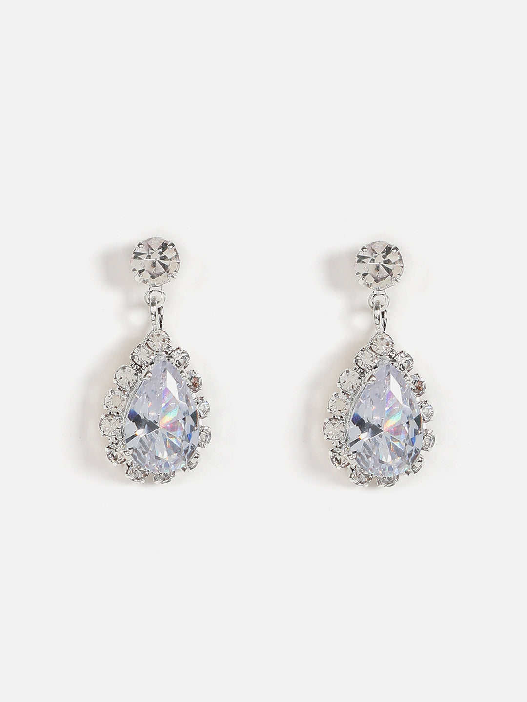 Silver Plated Designer Stone Necklace And Earring Set
