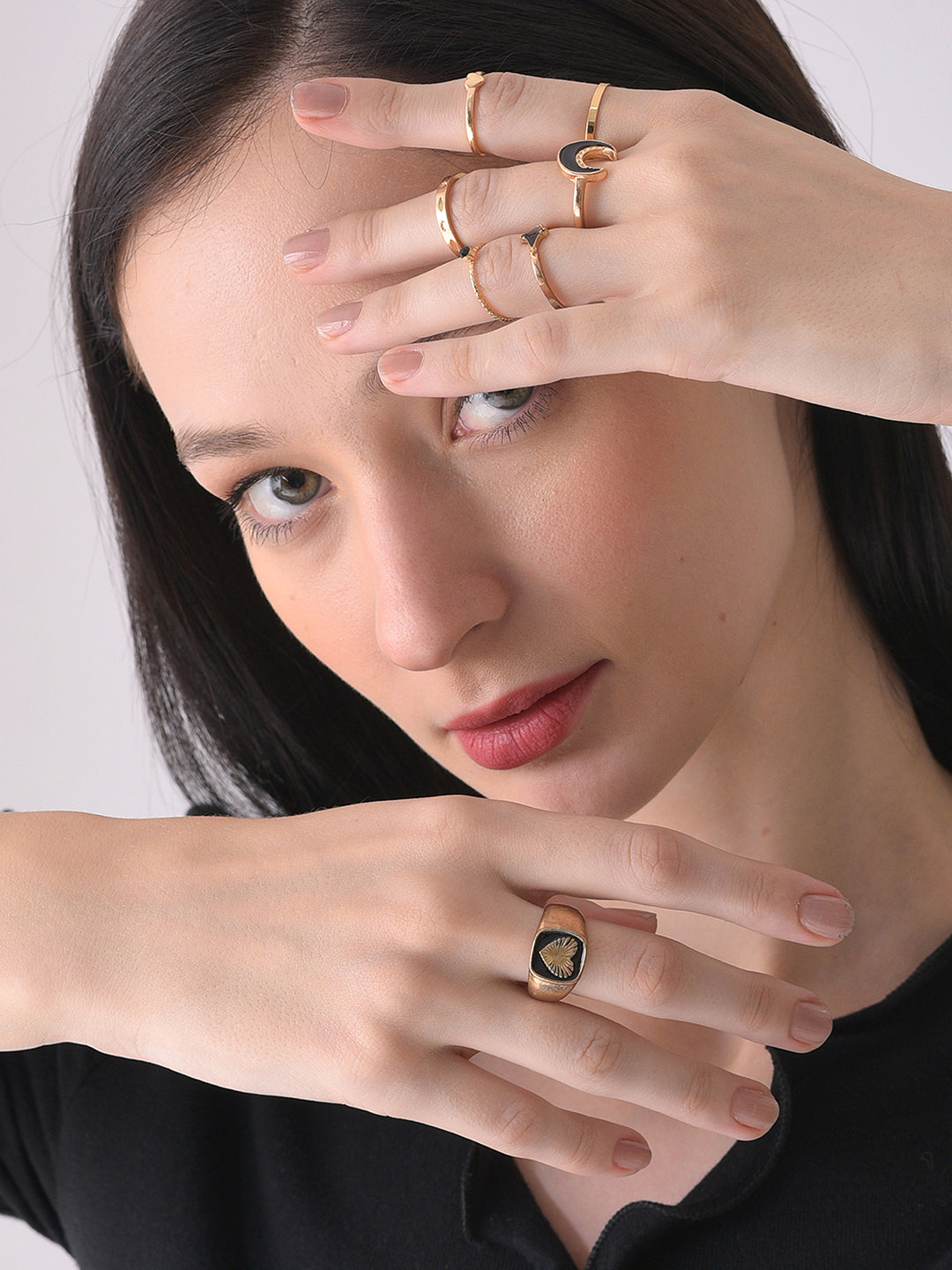 Pack Of 7 Gold Plated Designer Ring