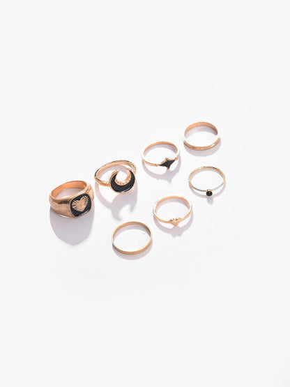 Pack Of 7 Gold Plated Designer Ring