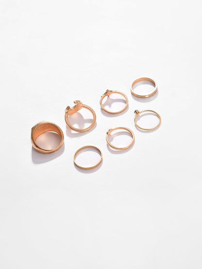 Pack Of 7 Gold Plated Designer Ring