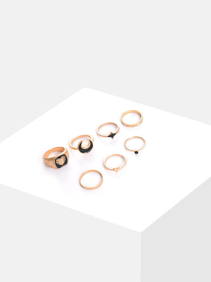 Pack Of 7 Gold Plated Designer Ring