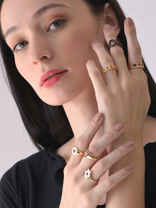 Pack Of 6 Gold Plated Designer Ring