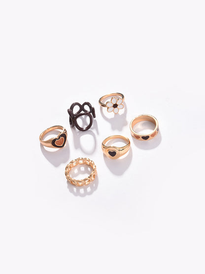 Pack Of 6 Gold Plated Designer Ring