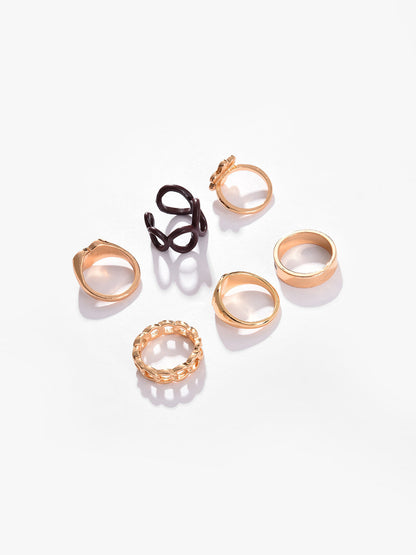 Pack Of 6 Gold Plated Designer Ring