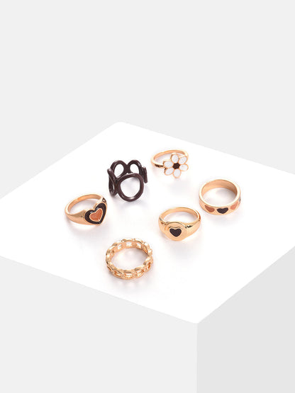 Pack Of 6 Gold Plated Designer Ring