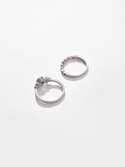 Pack Of 2 Silver Plated Designer Stone Ring
