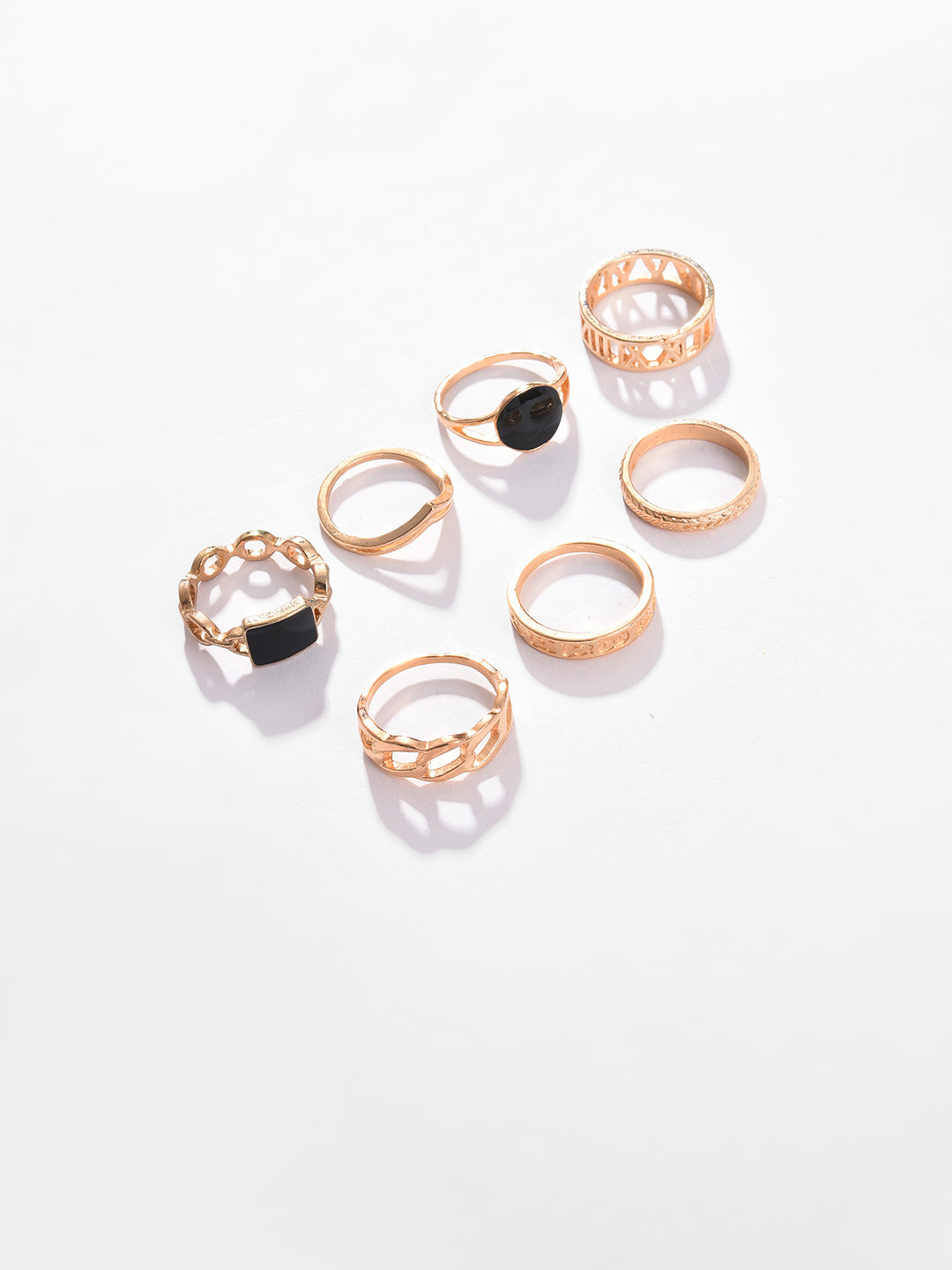 Pack Of 6 Gold Plated Designer Stone Ring