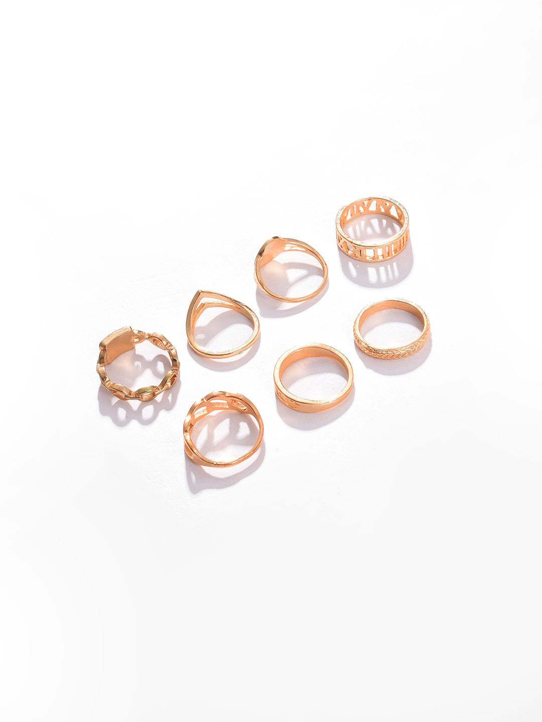 Pack Of 6 Gold Plated Designer Stone Ring